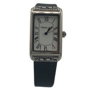 Coldwater Creek Silver Tone Western Case White Face Black Band Unisex Japan MOVT